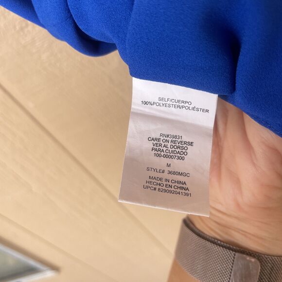 Vintage XOXO Jeans Beaded Bedazzled Top Blue Silver Zip Medium Y2K Cut Out - Picture 7 of 8